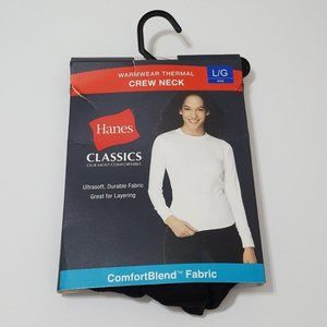 Hanes Black Thermal Crew Neck Top